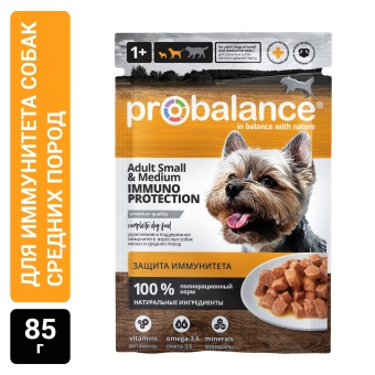 Консервированный корм для собак Probalance Immuno, защита иммунитета, 85г